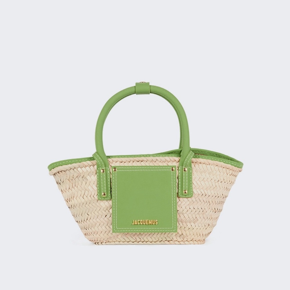 Jacquemus Green and Tan Tote Bag with Structured Design